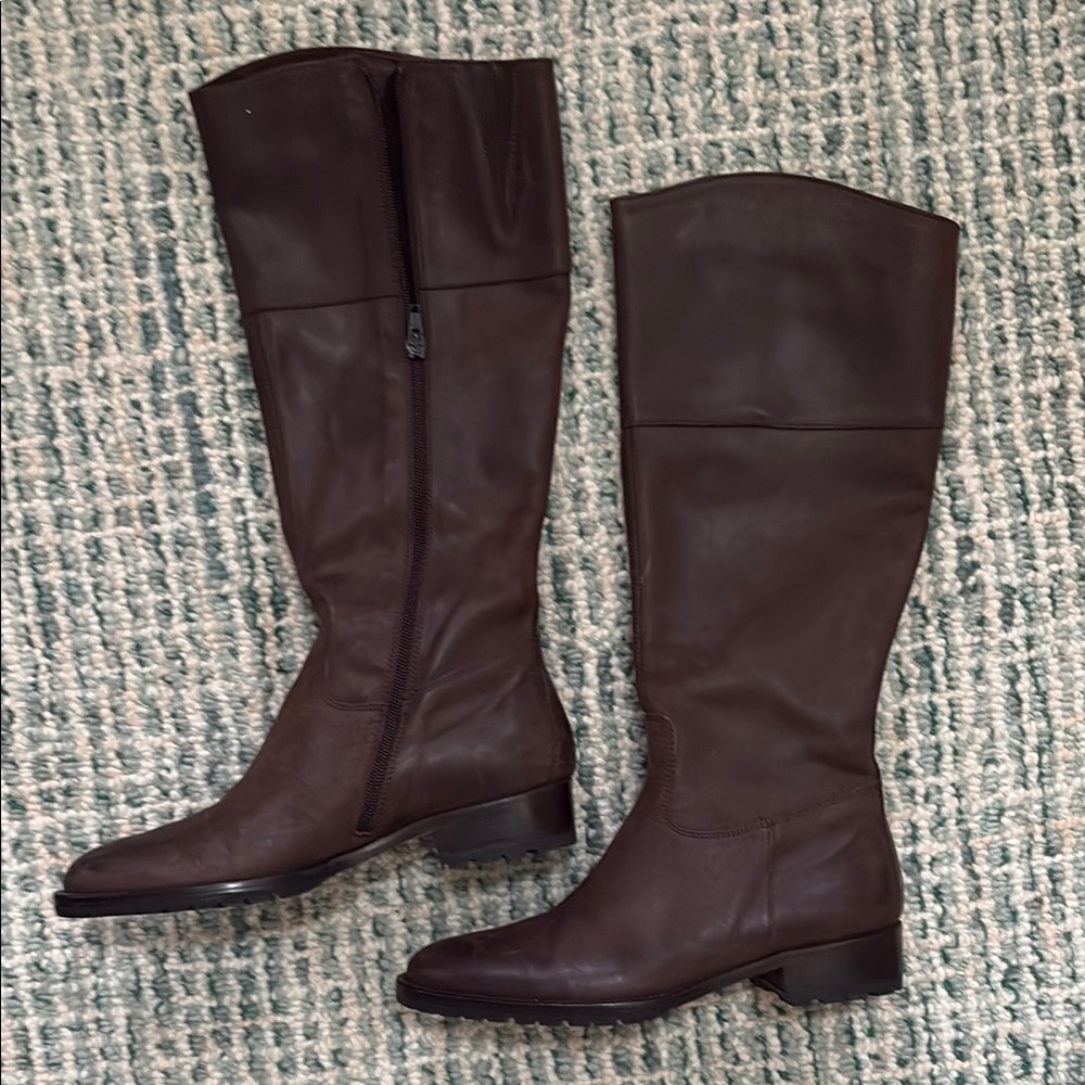 Brown Over the Knee Boots with Pointed Toe and Medium Heel